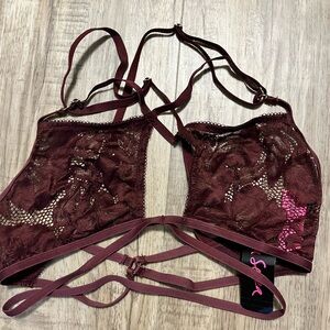 NWT La Senza lingerie bralette burgundy strappy size small